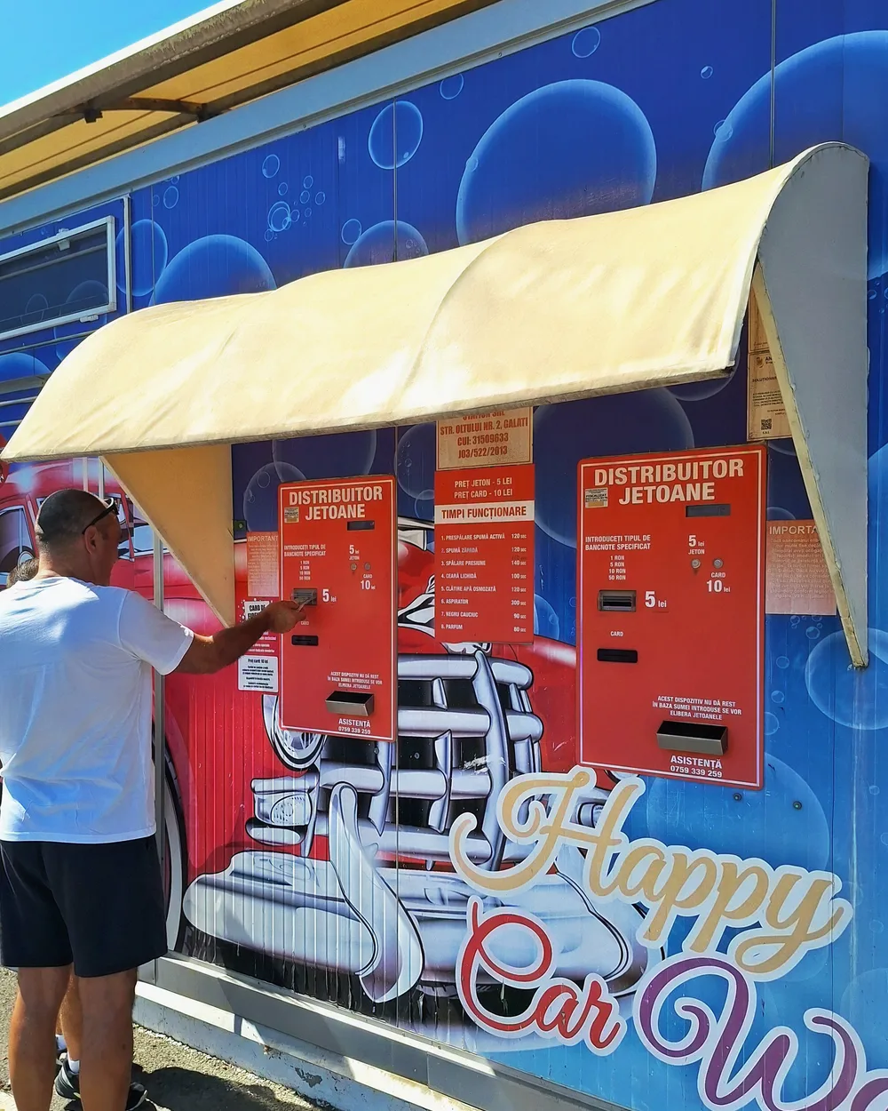 Acces rapid și organizat la automatele de jetoane — Happy Car Wash Galați